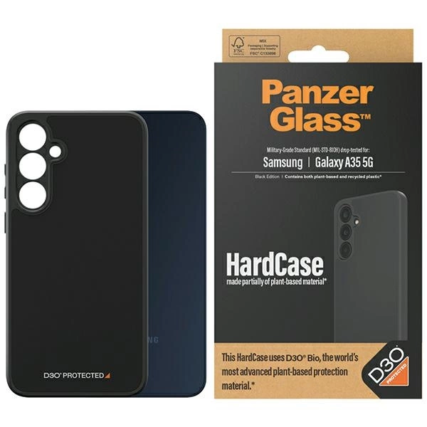 PanzerGlass HardCase with D3O® Bio and Military Grade Certification for Samsung Galaxy A35 5G - Transparent and Black