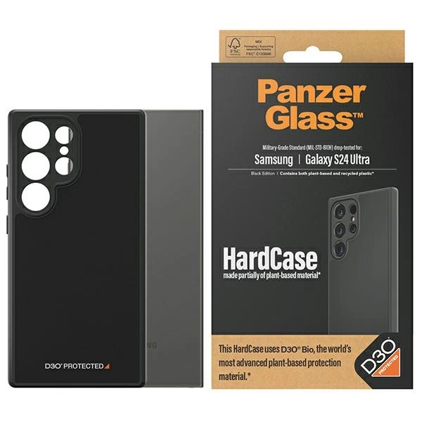 PanzerGlass HardCase with D3O® Bio and Military Grade Certification for Samsung Galaxy S24 Ultra - Transparent and Black