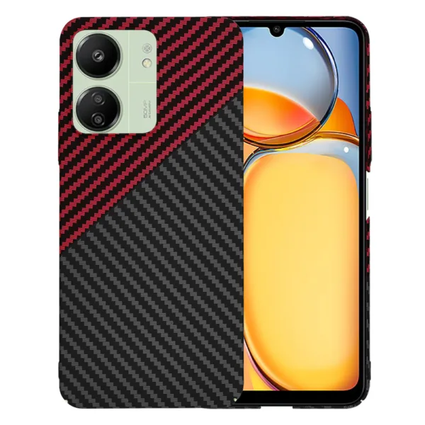 Techsuit - Carbonite FiberShell - Xiaomi Redmi 13C 4G / 13C 5G / Poco M6 / C65 - Red Vortex