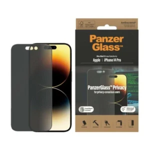 PanzerGlass Ultra-Wide Fit Tempered Glass Antibacterial Privacy with Positioner for iPhone 14 Pro