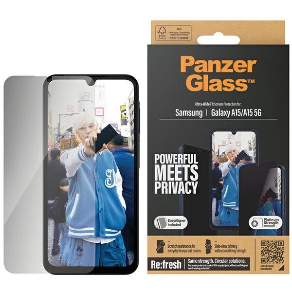 PanzerGlass Ultra-Wide Fit Privacy Tempered Glass with Positioner for Samsung Galaxy A15 / A15 5G