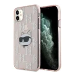 Karl Lagerfeld IML Choupette Head & Monogram case for iPhone 11 / Xr - pink