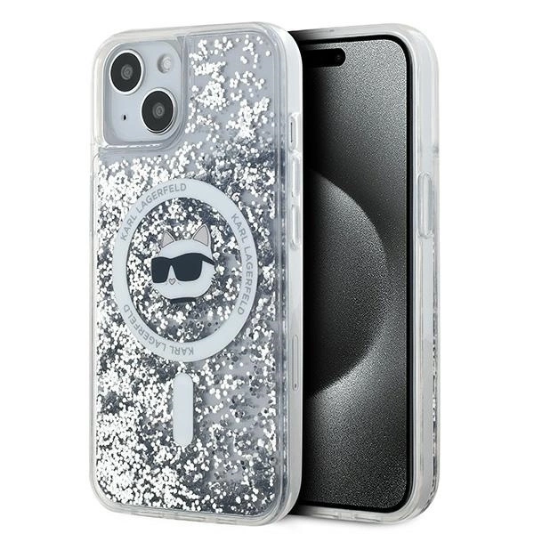 Karl Lagerfeld Liquid Glitter Choupette Head MagSafe case for iPhone 14 / 15 / 13 - transparent