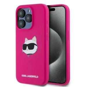 Karl Lagerfeld Silicone Choupette Head MagSafe case for iPhone 15 Pro - pink