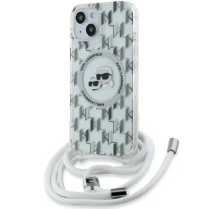 Karl Lagerfeld IML Crossbody Monogram Karl & Choupette Head MagSafe Case for iPhone 15 / 14 / 13 - Transparent