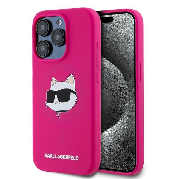 Karl Lagerfeld Silicone Choupette Head MagSafe case for iPhone 15 Pro Max - pink