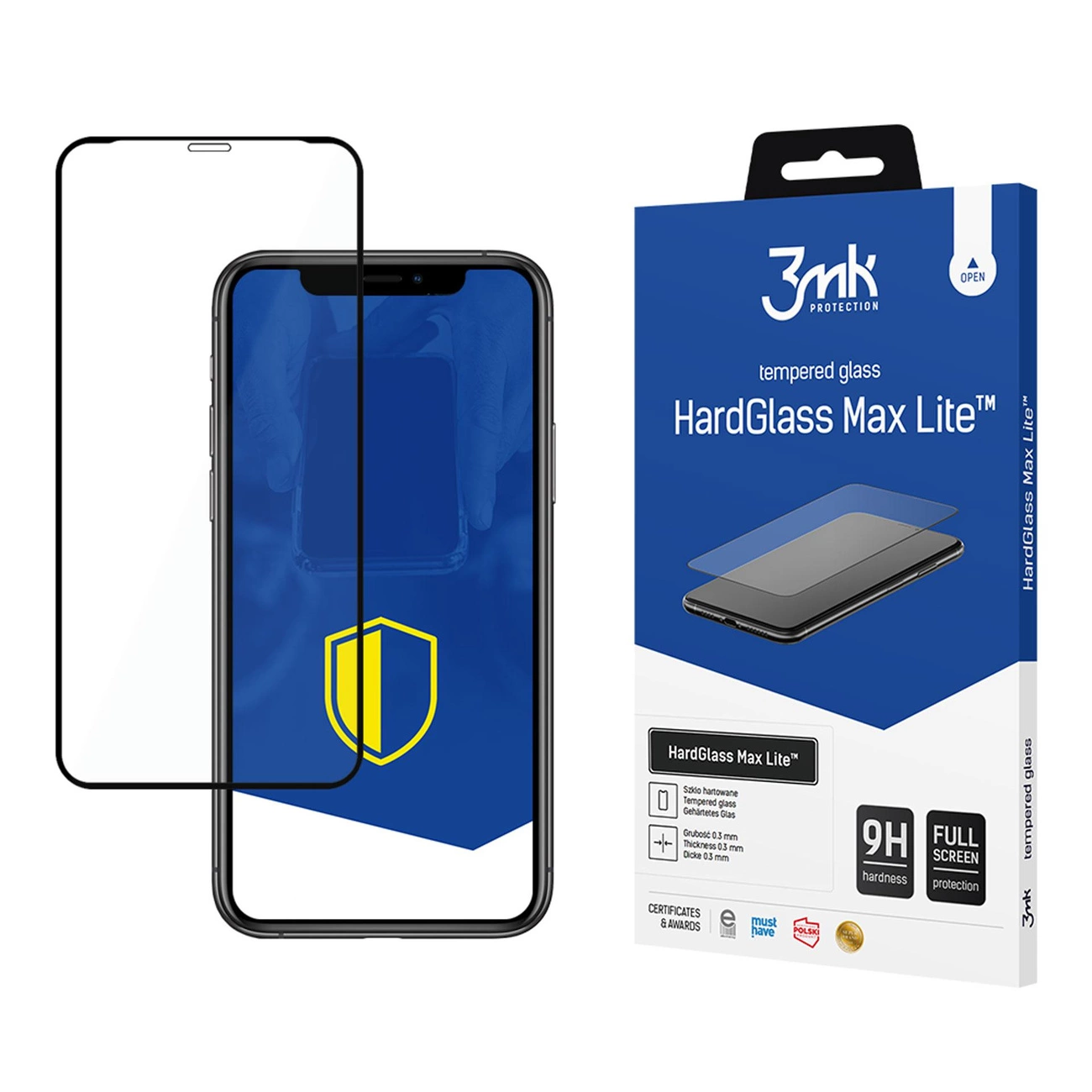 9H 3mk HardGlass Max Lite™ glass for iPhone X / XS / 11 Pro