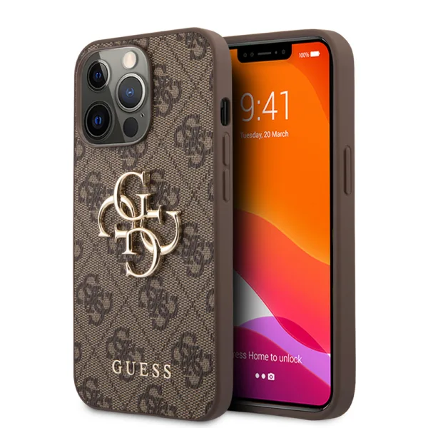 Guess - Hardcase 4G Big Metal Logo (GUHCP13L4GMGBR) - iPhone 13 Pro - Brown