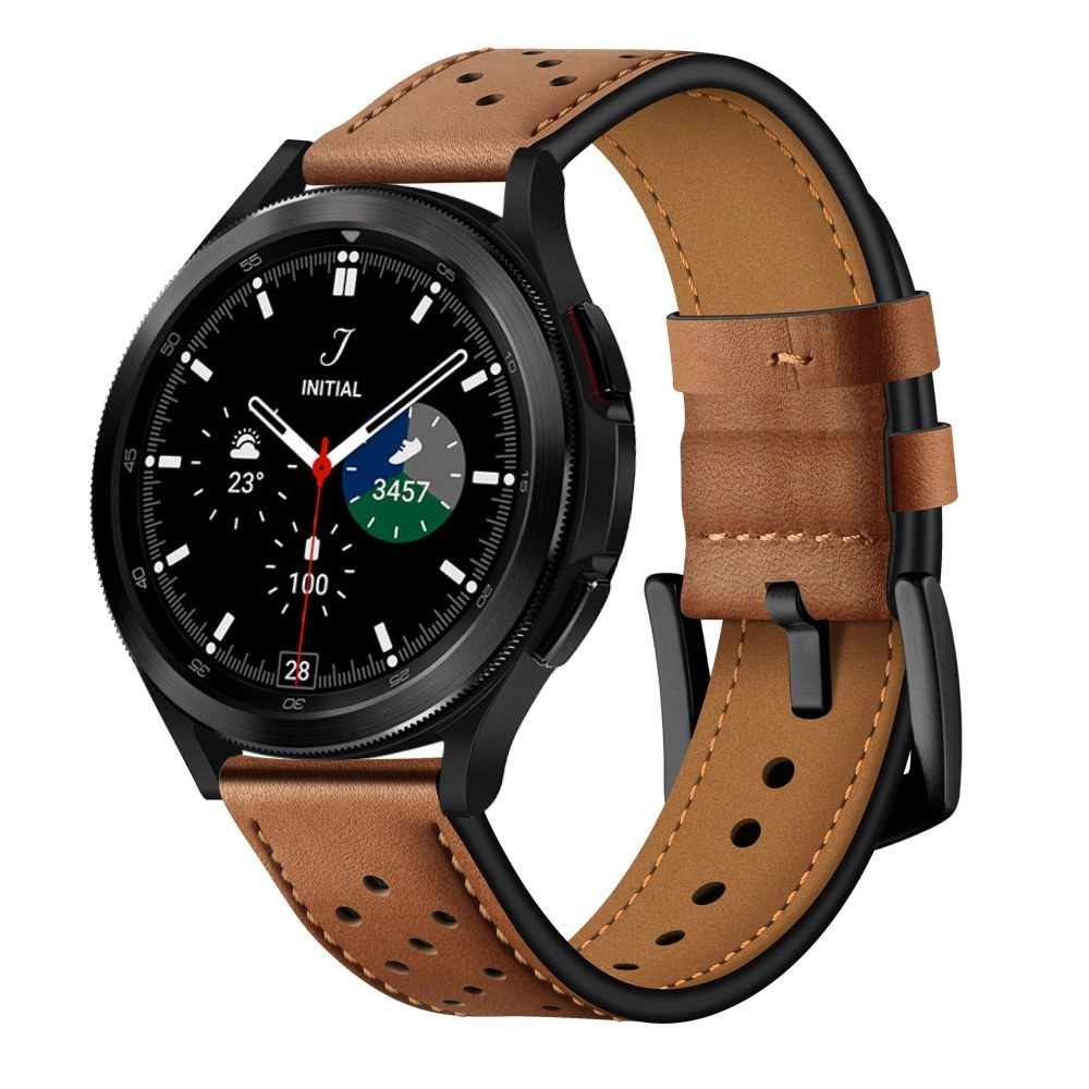 Tech-Protect Leather Strap for Samsung Galaxy Watch 4 / 5 / 5 Pro / 6 / 7 / FE - Brown