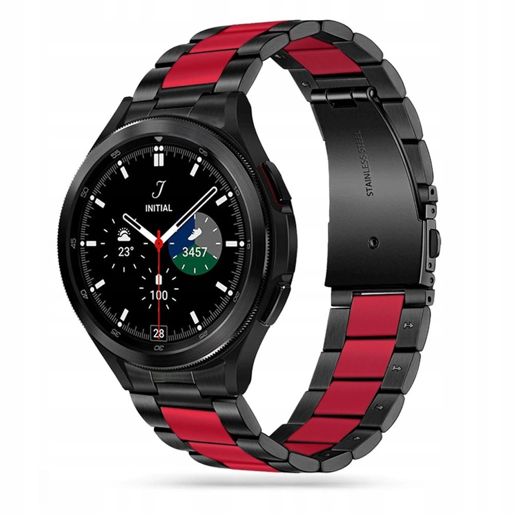 Tech-Protect Stainless Bracelet for Samsung Galaxy Watch 4 / 5 / 5 Pro / 6 / 7 / FE - Black and Red