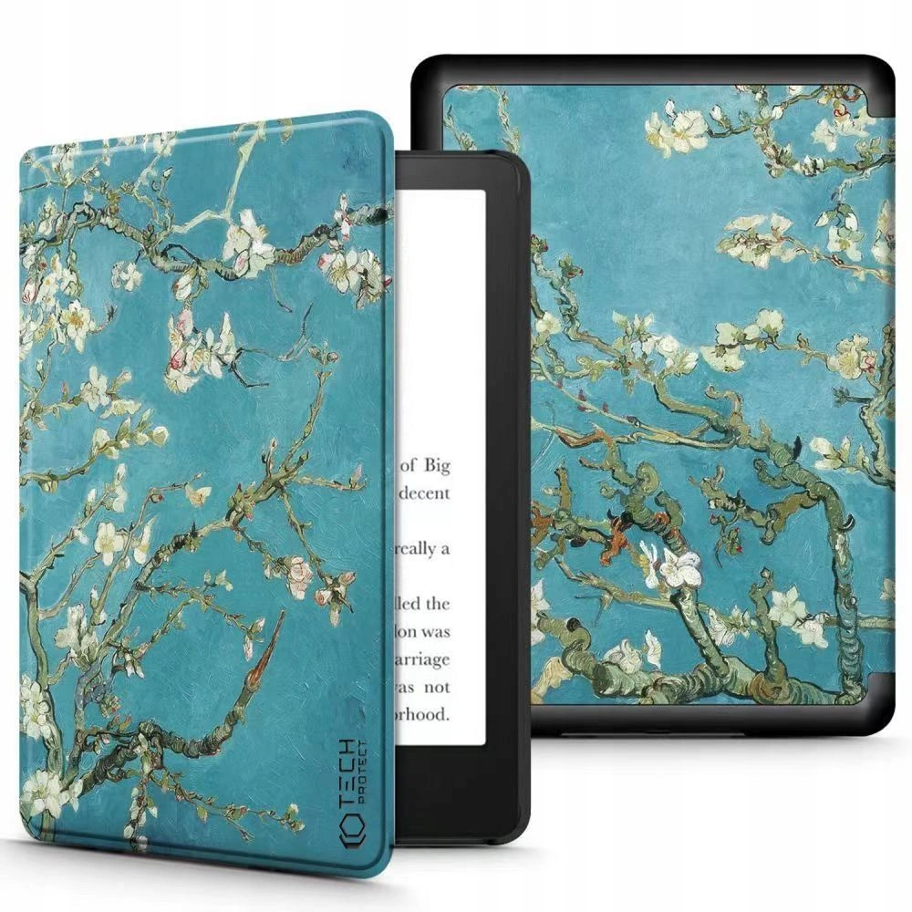 Tech-Protect SmartCase for Kindle Paperwhite V / 5 / Signature Edition - Blue with Sakura Flowers