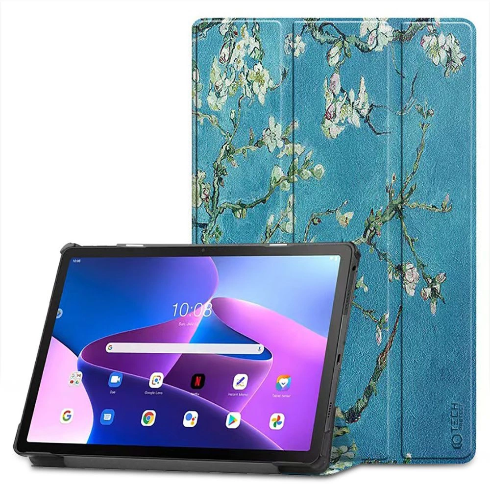 Tech-Protect SmartCase for Lenovo Tab M10 Plus (3rd gen.) 10.6" TB-125 / TB-128 - blue with sakura flowers