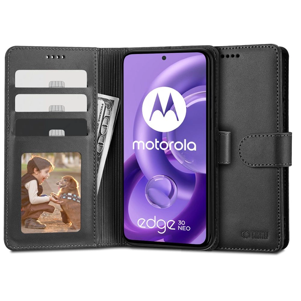 Tech-Protect Wallet Case for Motorola Edge 30 Neo - Black