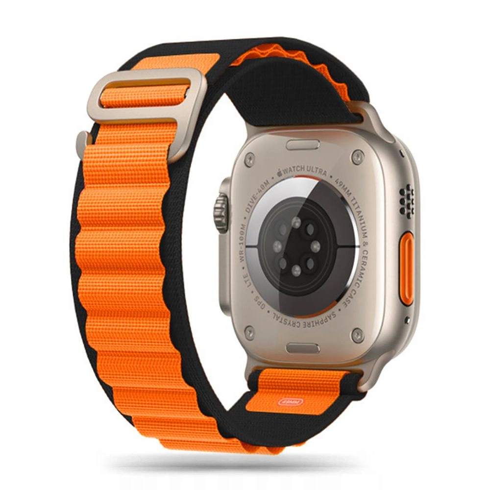 Tech-Protect Nylon Pro Strap for Apple Watch 4 / 5 / 6 / 7 / 8 / 9 / SE / Ultra 1 / 2 (42/44/45/49 mm) - Black & Orange