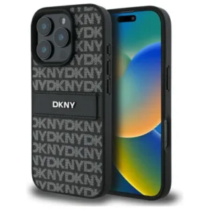 DKNY - Leather Hardcase Texture Pattern Tonal Stripe (DKHCP16XPRTHSLK) - iPhone 16 Pro Max - Black