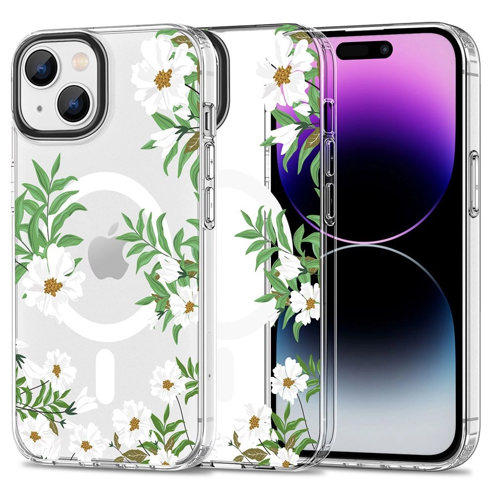 Tech-Protect MagMood MagSafe iPhone 15 Case - Daisies with Leaves