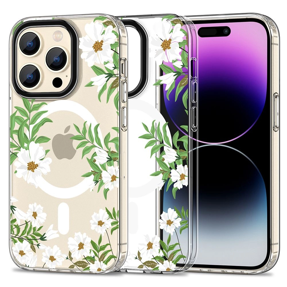 Tech-Protect MagMood MagSafe iPhone 15 Pro Max Case - Daisies with Leaves