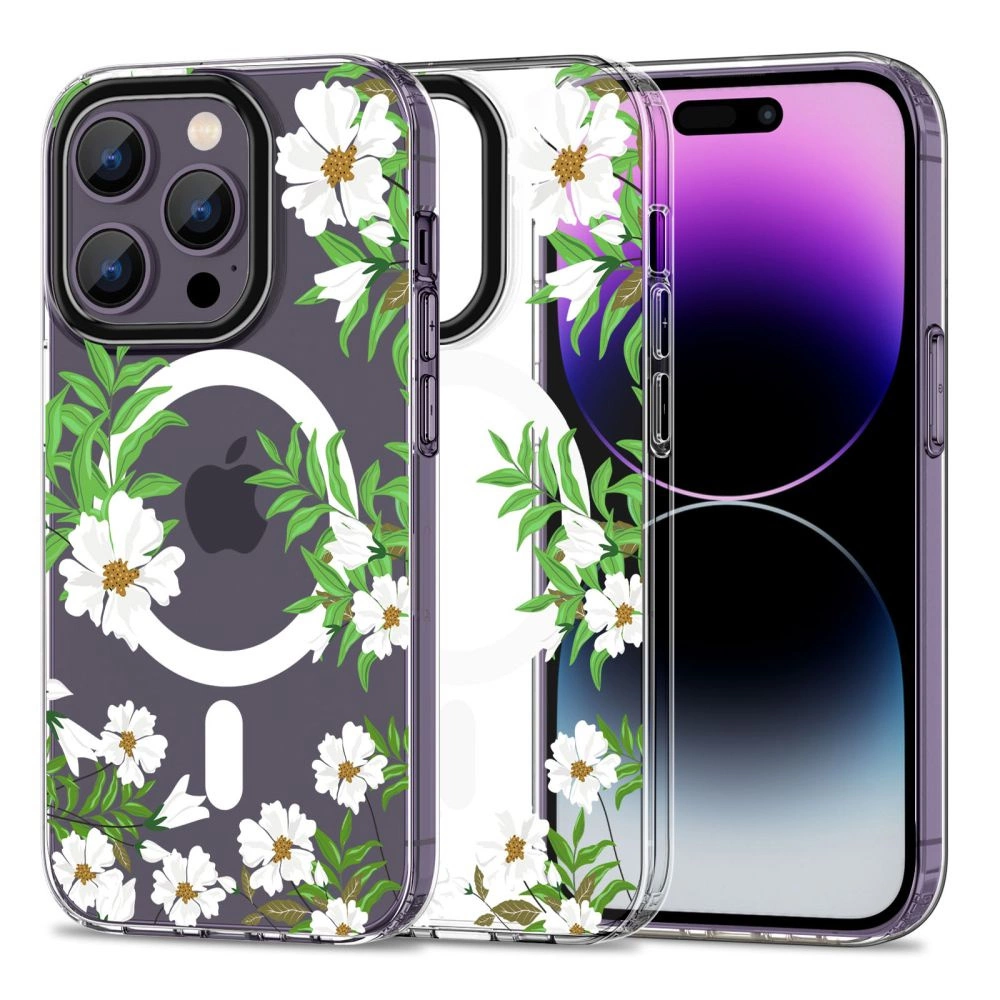 Tech-Protect MagMood MagSafe iPhone 14 Pro Max Case - Daisies with Leaves