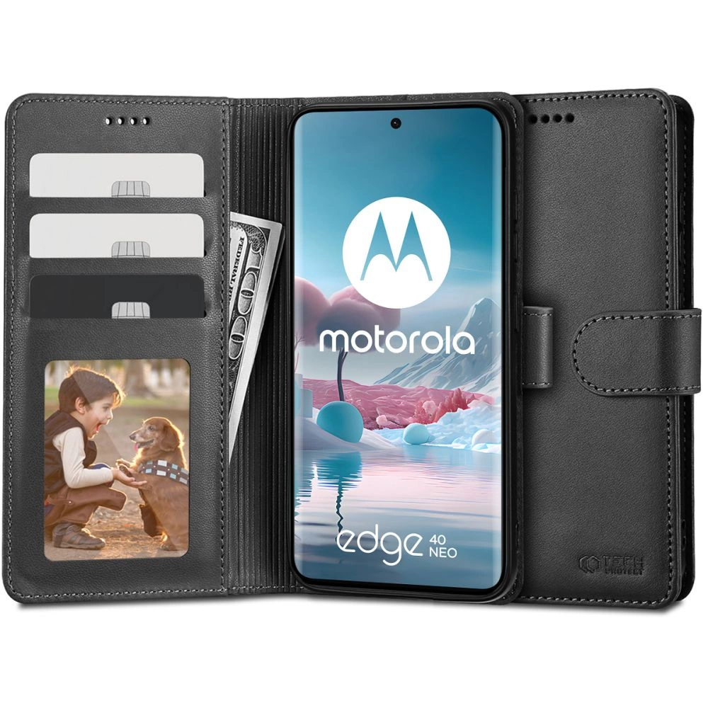 Tech-Protect Wallet Case for Motorola Edge 40 Neo - Black