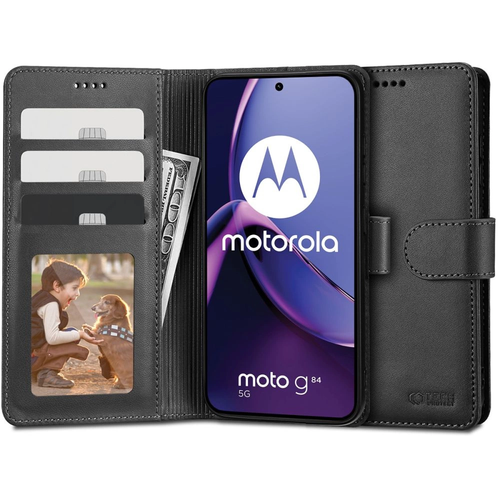 Tech-Protect Wallet Case for Motorola Moto G84 5G - Black