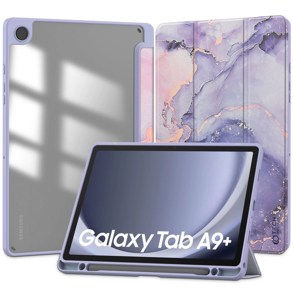 Tech-Protect SC Pen Hybrid Case for Samsung Galaxy Tab A9+ 11" X210 / X215 / X216 - Purple Marble