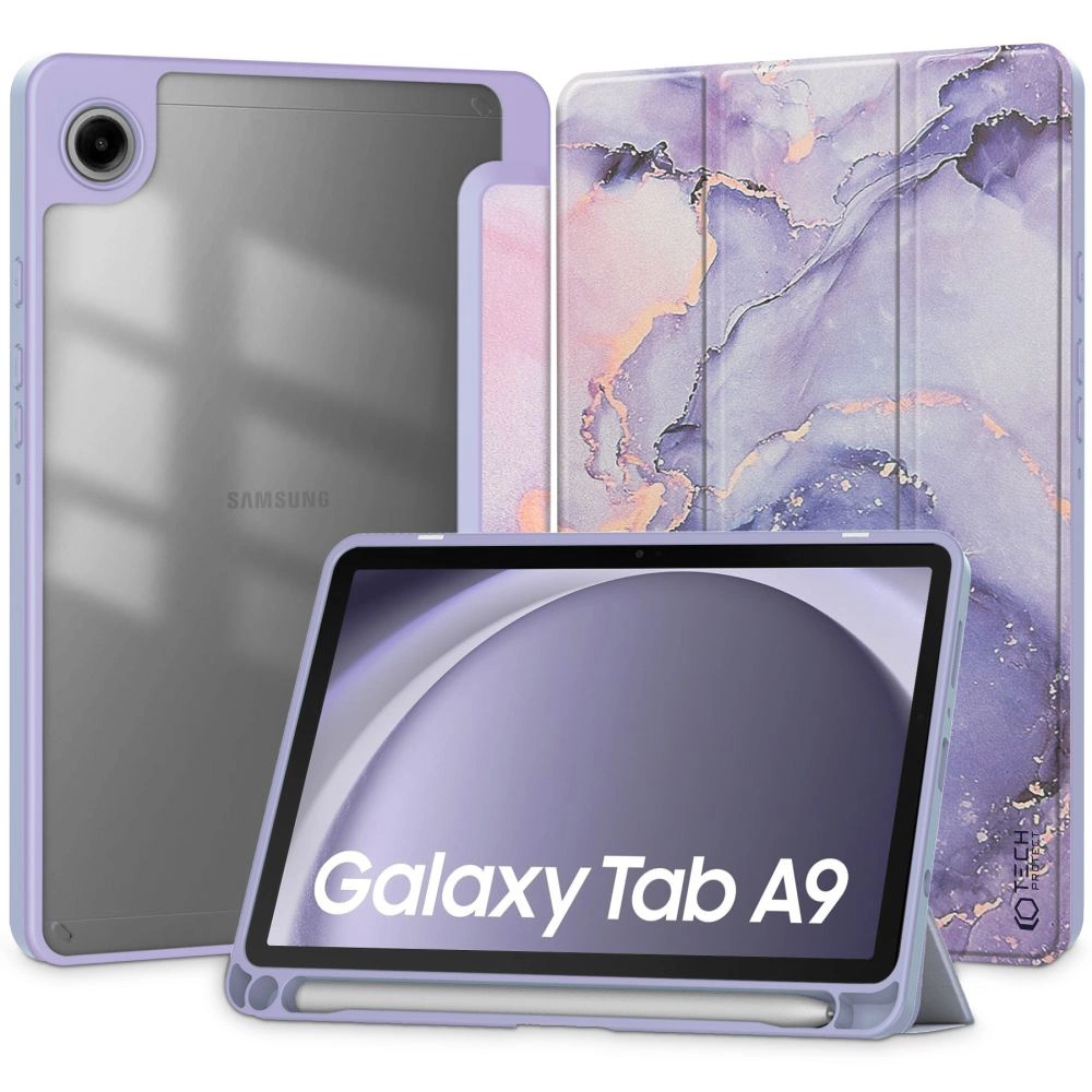 Tech-Protect SC Pen Hybrid Case for Samsung Galaxy Tab A9 8.7" X110 / X115 - Purple Marble