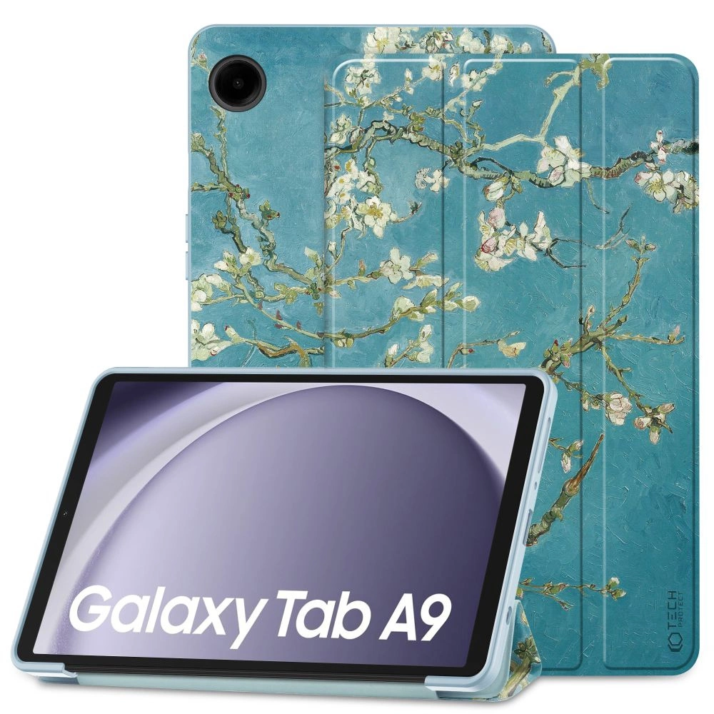 Tech-Protect SmartCase for Samsung Galaxy Tab A9 8.7" X110 / X115 - blue with sakura flowers