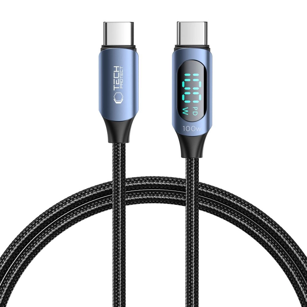 Tech-Protect UltraBoost Cable with LED Display USB-C / USB-C PD 100W 5A 1m - Blue