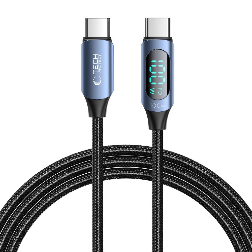 Tech-Protect UltraBoost Cable with LED Display USB-C / USB-C PD 100W 5A 2m - Blue