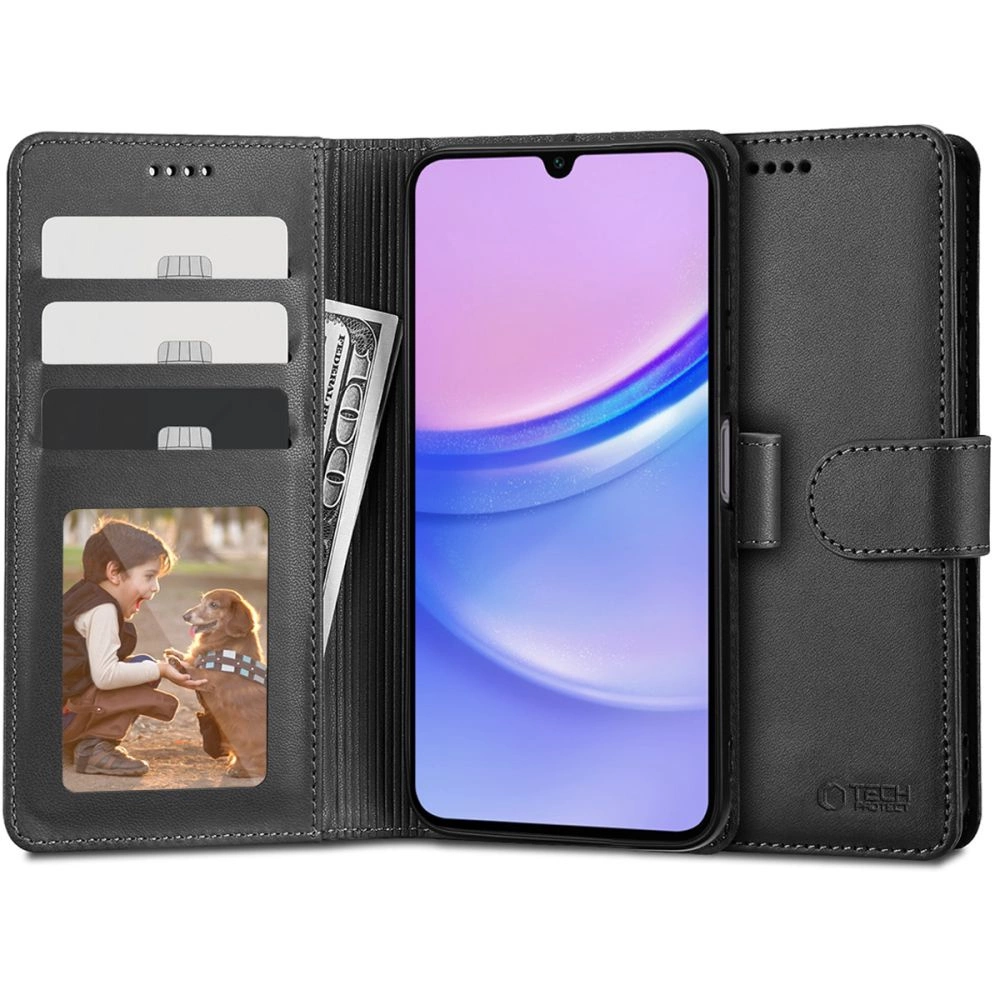 Tech-Protect Wallet Case for Samsung Galaxy A15 4G / 5G - Black