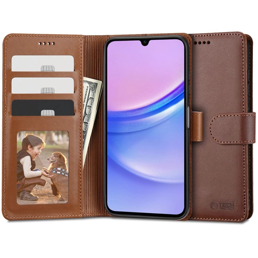 Tech-Protect Wallet Case for Samsung Galaxy A15 4G / 5G - Brown