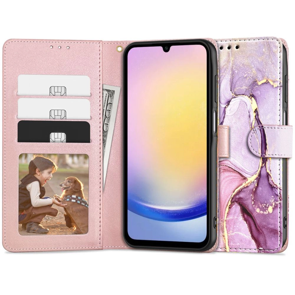 Tech-Protect Wallet Case for Samsung Galaxy A25 5G - Pink Marble