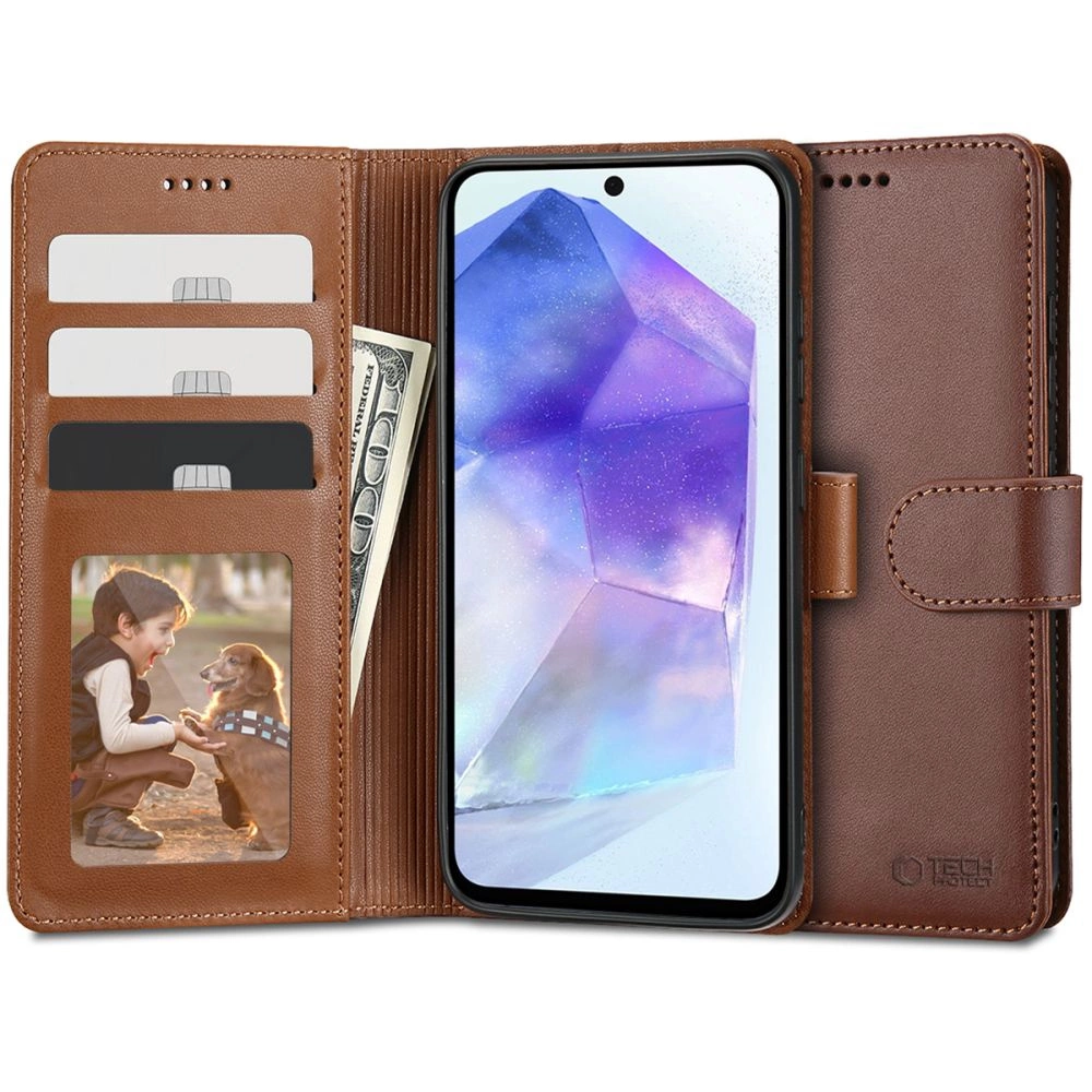 Tech-Protect Wallet Case for Samsung Galaxy A55 5G - Brown