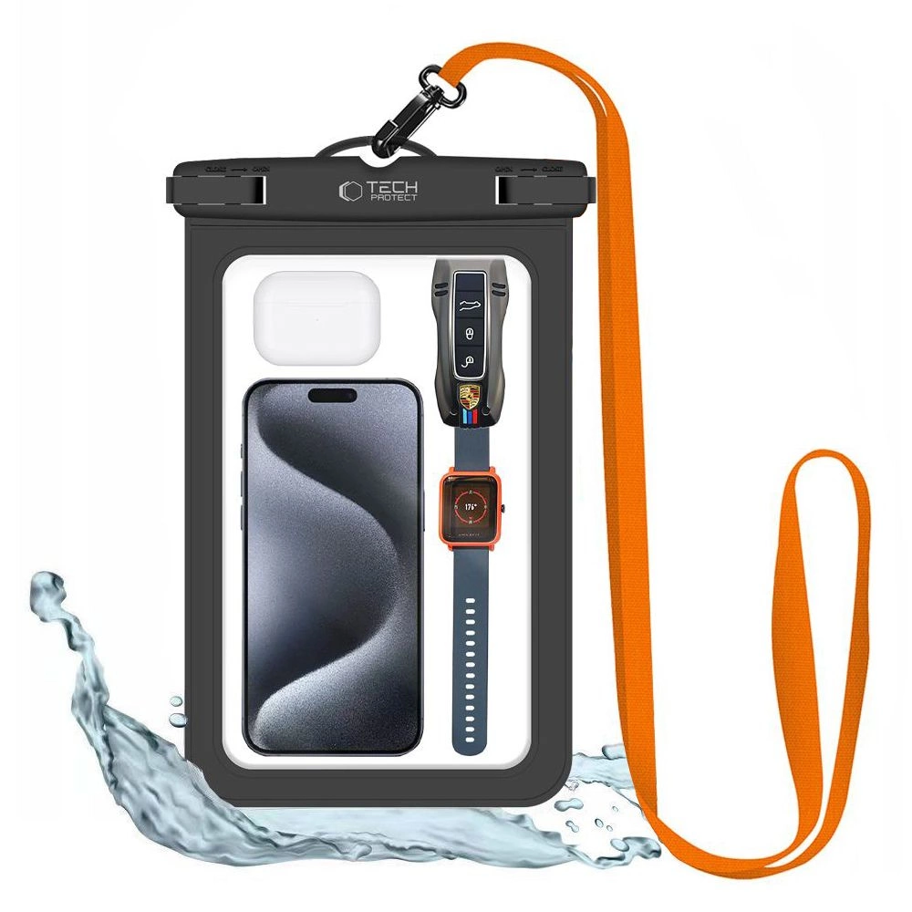 Tech-Protect Waterproof Case UWC9 waterproof for devices up to 8.9" - black and orange