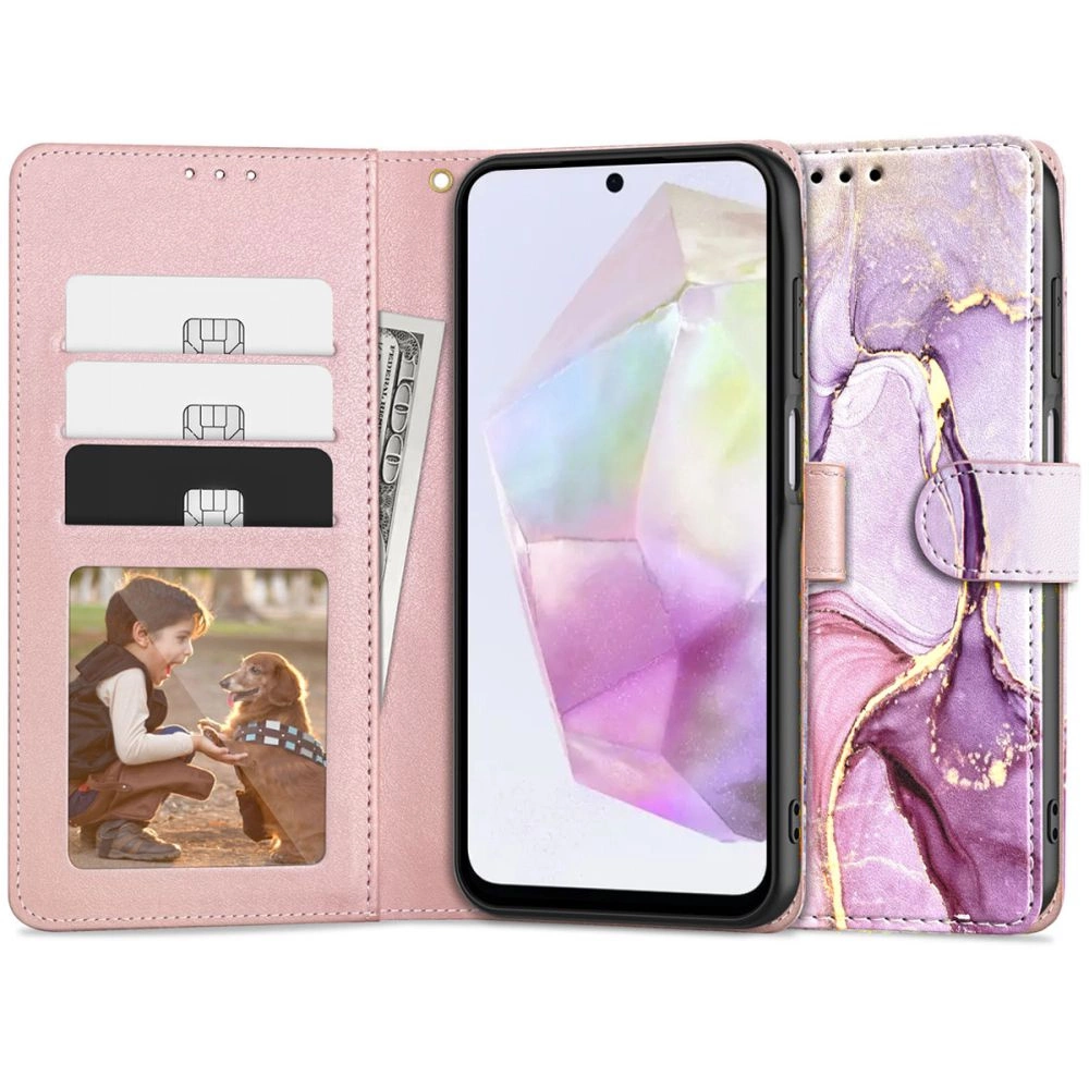 Tech-Protect Wallet Case for Samsung Galaxy A35 5G - Pink Marble