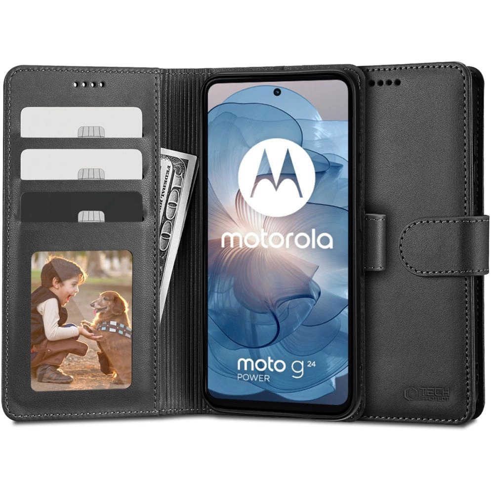 Tech-Protect Wallet Case for Motorola Moto G24 / G24 Power / G04 - Black