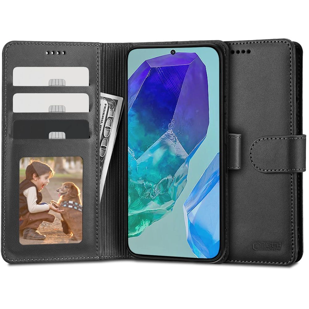 Tech-Protect Wallet Case for Samsung Galaxy M55 5G - Black