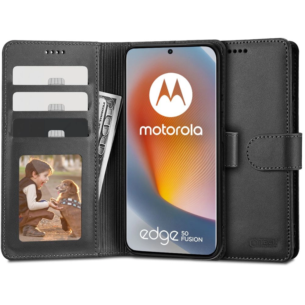 Tech-Protect Wallet Case for Motorola Edge 50 Fusion 5G - Black