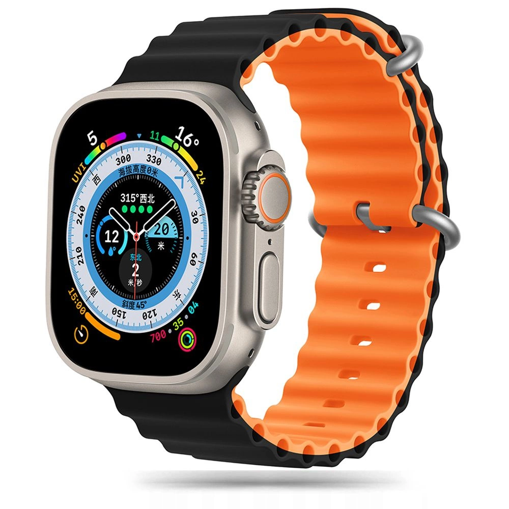 Tech-Protect IconBand Pro Strap for Apple Watch 4 / 5 / 6 / 7 / 8 / 9 / SE / Ultra 1 / 2 (42/44/45/49 mm) - Orange-Black