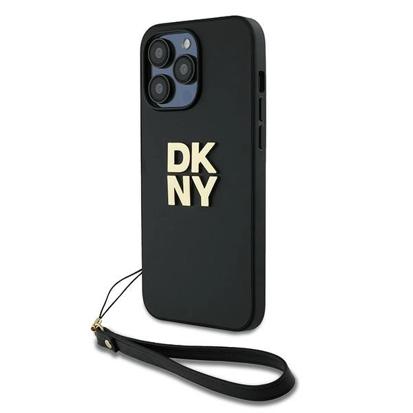 DKNY Wrist Strap Stock Logo case for iPhone 14 Pro - black