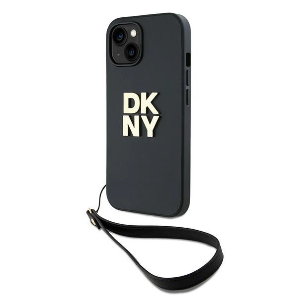 DKNY Wrist Strap Stock Logo case for iPhone 14 / 15 / 13 - black