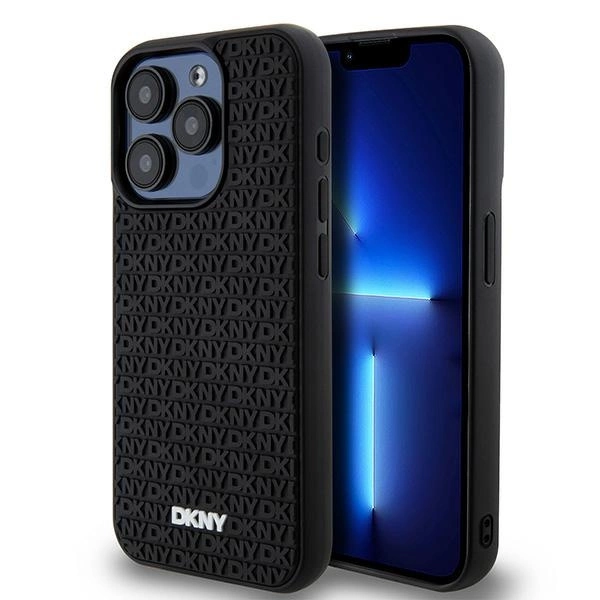 DKNY 3D Rubber Repeat Pattern case for iPhone 15 Pro - black