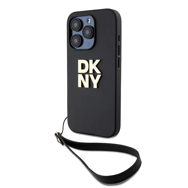 DKNY Wrist Strap Stock Logo case for iPhone 15 Pro - black