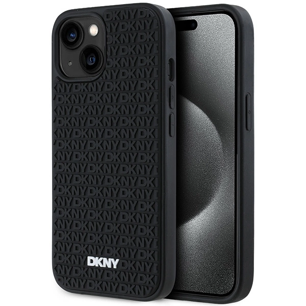 DKNY 3D Rubber Repeat Pattern case for iPhone 15/14/13 - black