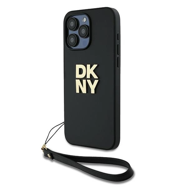 DKNY Wrist Strap Stock Logo case for iPhone 15 Pro Max - black