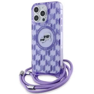 Karl Lagerfeld IML Crossbody Monogram Karl & Choupette Head MagSafe case for iPhone 15 Pro - purple