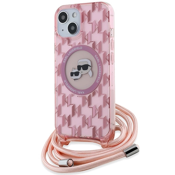 Karl Lagerfeld IML Crossbody Monogram Karl & Choupette Head MagSafe case for iPhone 15 / 14 / 13 - pink