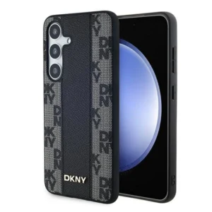 DKNY Leather Checkered Mono Pattern MagSafe case for Samsung Galaxy S24+ - black