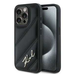 Karl Lagerfeld Diagonal Quilted Script case for iPhone 13 Pro / 13 - black