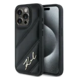 Karl Lagerfeld Diagonal Quilted Script case for iPhone 15 Pro Max - black